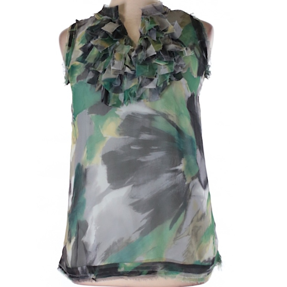 🔥HOT🔥Green and Gray Blouse with Fringe